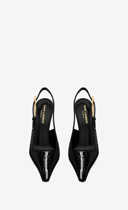 LEE SLINGBACK PUMPS IN CROCODILE-EMBOSSED LEATHER